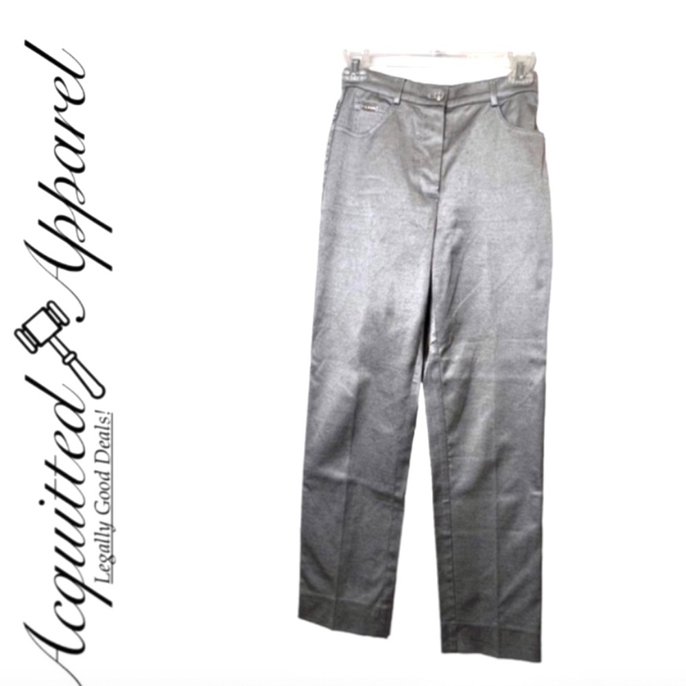 St. John Sprt by Marie Gray Silver Glossy Jeans Size 0 NWOT